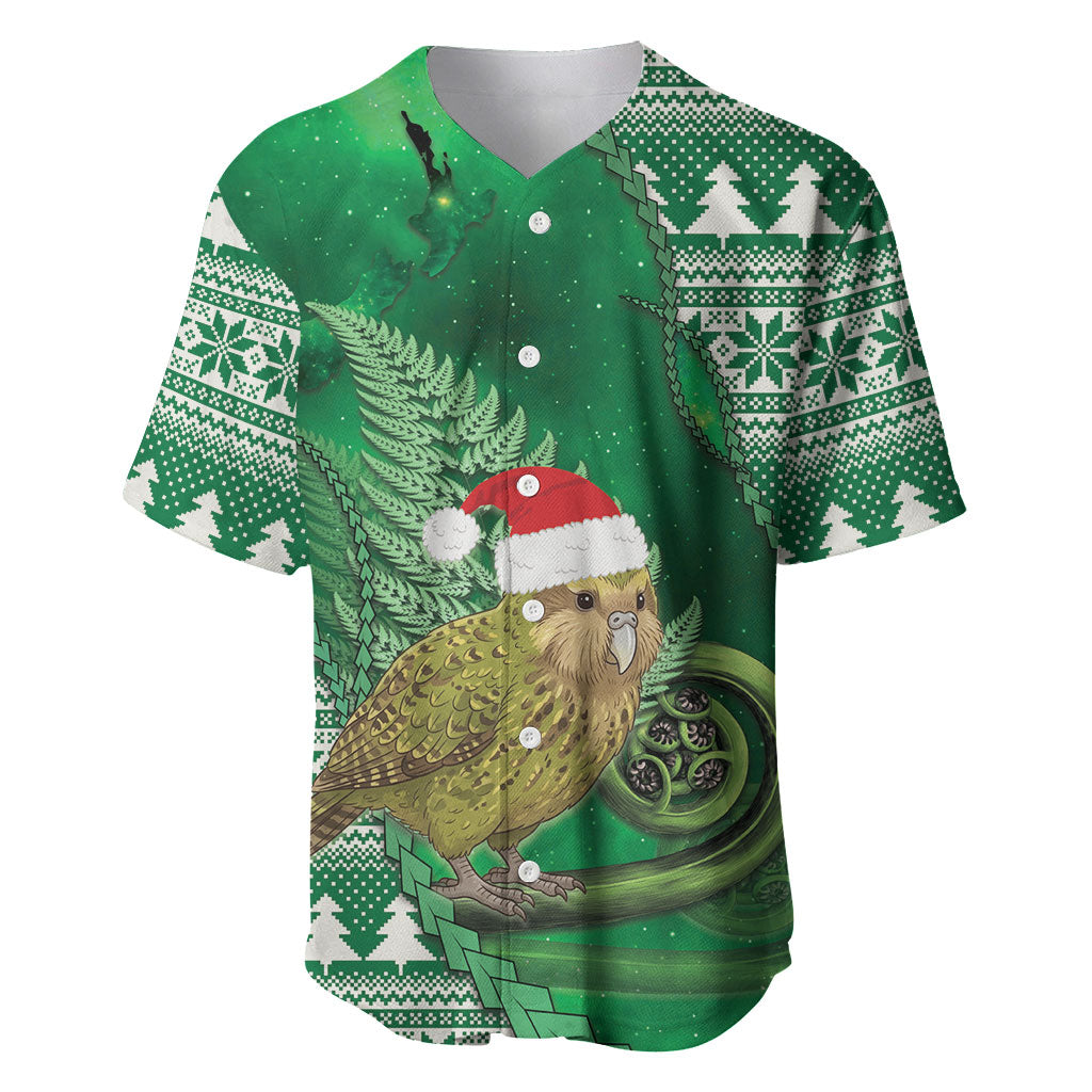New Zealand Kakapo Christmas In July Baseball Jersey Silver Fern Santa Xmas Green Color