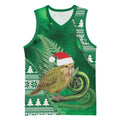 New Zealand Kakapo Christmas In July Basketball Jersey Silver Fern Santa Xmas Green Color