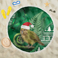 New Zealand Kakapo Christmas In July Beach Blanket Silver Fern Santa Xmas Green Color