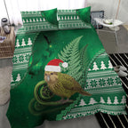 New Zealand Kakapo Christmas In July Bedding Set Silver Fern Santa Xmas Green Color