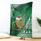 New Zealand Kakapo Christmas In July Blanket Silver Fern Santa Xmas Green Color