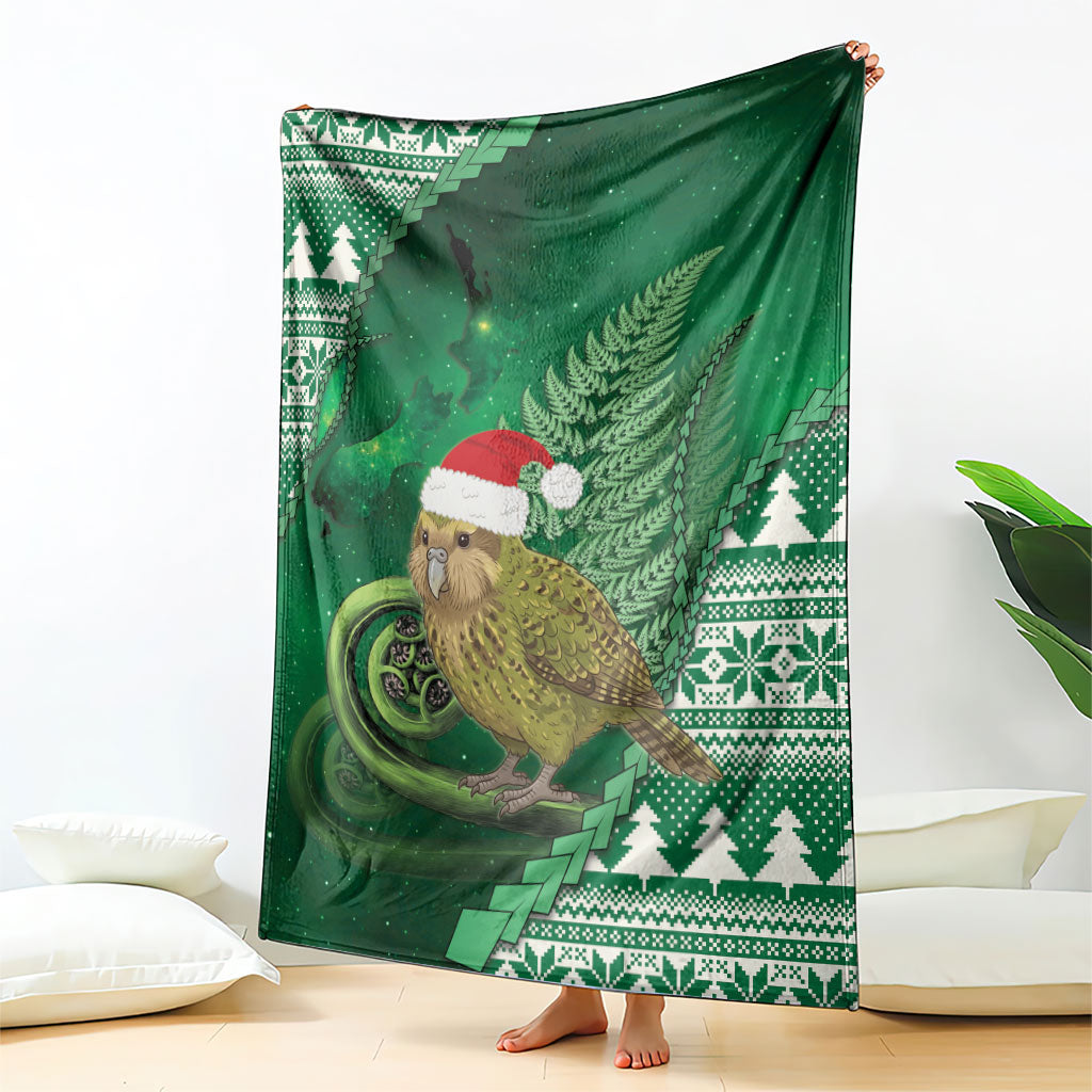 New Zealand Kakapo Christmas In July Blanket Silver Fern Santa Xmas Green Color