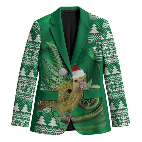 New Zealand Kakapo Christmas In July Blazer Silver Fern Santa Xmas Green Color