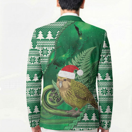 New Zealand Kakapo Christmas In July Blazer Silver Fern Santa Xmas Green Color