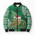 New Zealand Kakapo Christmas In July Bomber Puffer Jacket Silver Fern Santa Xmas Green Color