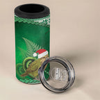 New Zealand Kakapo Christmas In July 4 in 1 Can Cooler Tumbler Silver Fern Santa Xmas Green Color