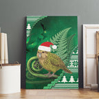 New Zealand Kakapo Christmas In July Canvas Wall Art Silver Fern Santa Xmas Green Color
