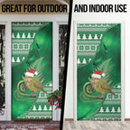 New Zealand Kakapo Christmas In July Door Cover Silver Fern Santa Xmas Green Color