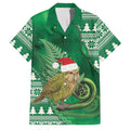 New Zealand Kakapo Christmas In July Family Matching Summer Maxi Dress and Hawaiian Shirt Silver Fern Santa Xmas Green Color