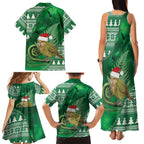 New Zealand Kakapo Christmas In July Family Matching Tank Maxi Dress and Hawaiian Shirt Silver Fern Santa Xmas Green Color