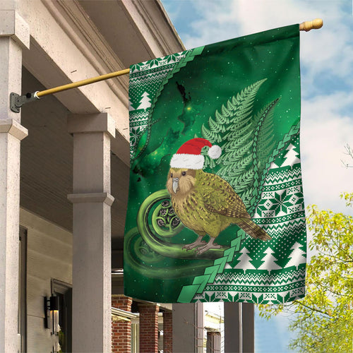 New Zealand Kakapo Christmas In July Garden Flag Silver Fern Santa Xmas Green Color