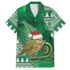New Zealand Kakapo Christmas In July Hawaiian Shirt Silver Fern Santa Xmas Green Color