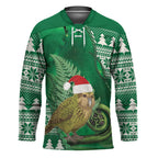 New Zealand Kakapo Christmas In July Hockey Jersey Silver Fern Santa Xmas Green Color