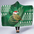 New Zealand Kakapo Christmas In July Hooded Blanket Silver Fern Santa Xmas Green Color
