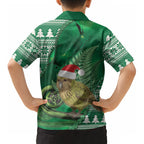 New Zealand Kakapo Christmas In July Kid Hawaiian Shirt Silver Fern Santa Xmas Green Color LT22