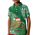 New Zealand Kakapo Christmas In July Kid Polo Shirt Silver Fern Santa Xmas Green Color