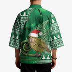 New Zealand Kakapo Christmas In July Kimono Silver Fern Santa Xmas Green Color