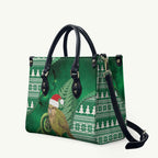 New Zealand Kakapo Christmas In July Leather Bag Silver Fern Santa Xmas Green Color