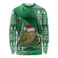 New Zealand Kakapo Christmas In July Long Sleeve Shirt Silver Fern Santa Xmas Green Color