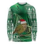 New Zealand Kakapo Christmas In July Long Sleeve Shirt Silver Fern Santa Xmas Green Color