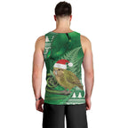 New Zealand Kakapo Christmas In July Men Tank Top Silver Fern Santa Xmas Green Color