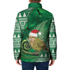 New Zealand Kakapo Christmas In July Padded Jacket Silver Fern Santa Xmas Green Color