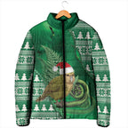 New Zealand Kakapo Christmas In July Padded Jacket Silver Fern Santa Xmas Green Color