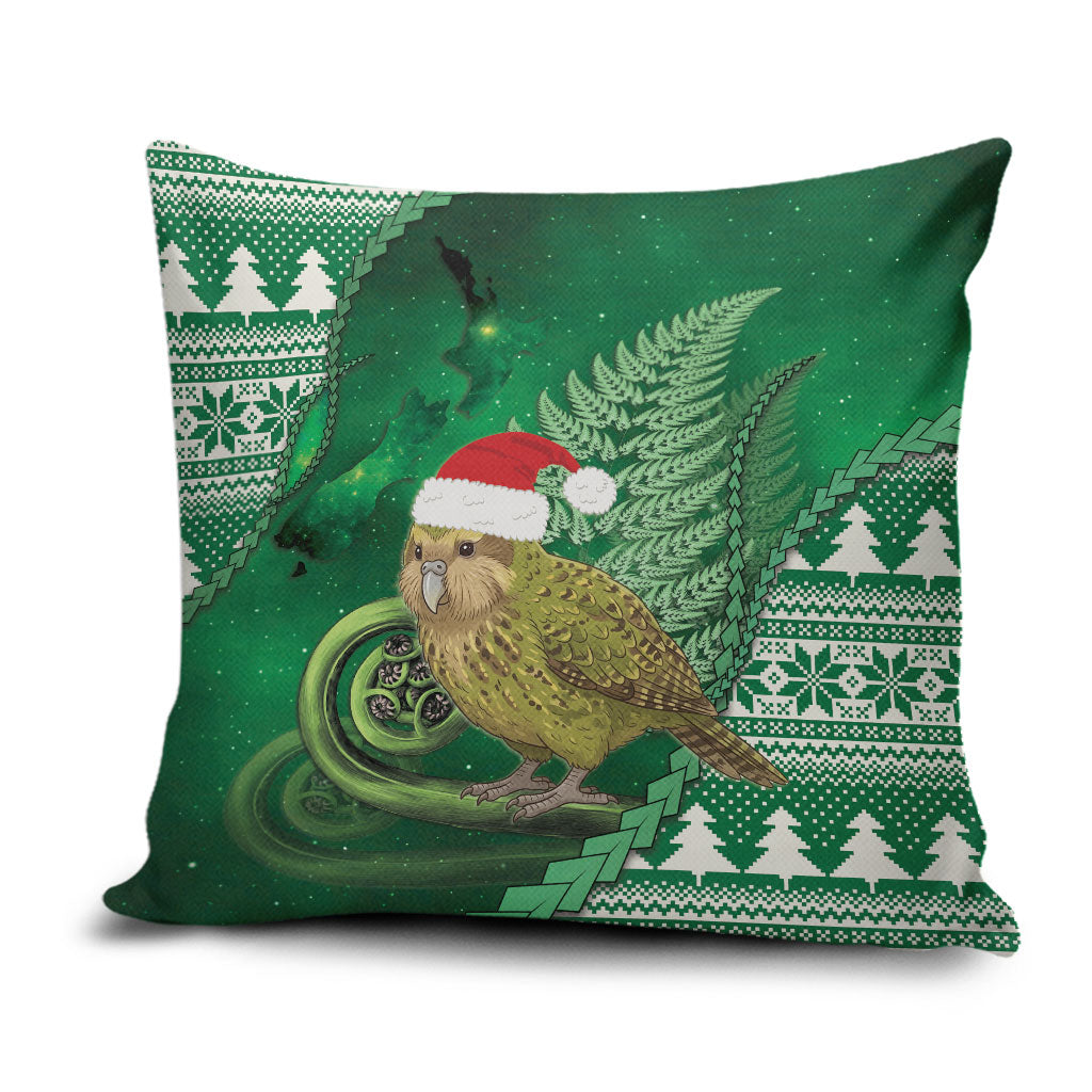 New Zealand Kakapo Christmas In July Pillow Cover Silver Fern Santa Xmas Green Color