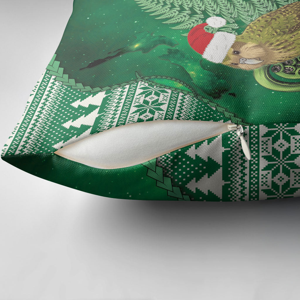 New Zealand Kakapo Christmas In July Pillow Cover Silver Fern Santa Xmas Green Color