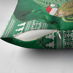New Zealand Kakapo Christmas In July Pillow Cover Silver Fern Santa Xmas Green Color