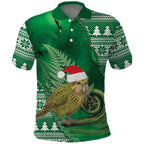 New Zealand Kakapo Christmas In July Polo Shirt Silver Fern Santa Xmas Green Color