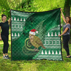 New Zealand Kakapo Christmas In July Quilt Silver Fern Santa Xmas Green Color