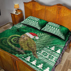 New Zealand Kakapo Christmas In July Quilt Bed Set Silver Fern Santa Xmas Green Color