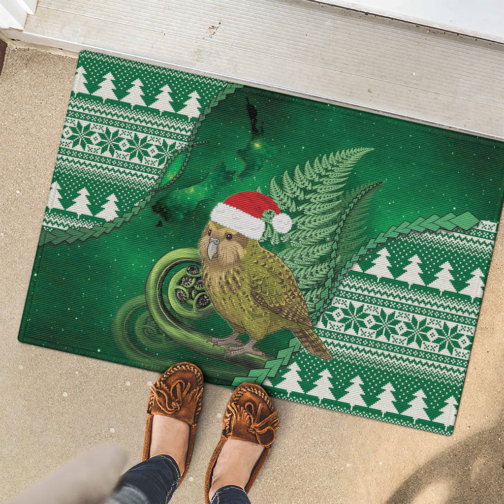New Zealand Kakapo Christmas In July Rubber Doormat Silver Fern Santa Xmas Green Color