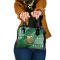 New Zealand Kakapo Christmas In July Shoulder Handbag Silver Fern Santa Xmas Green Color