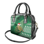 New Zealand Kakapo Christmas In July Shoulder Handbag Silver Fern Santa Xmas Green Color