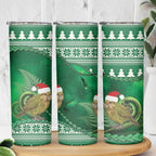 New Zealand Kakapo Christmas In July Skinny Tumbler Silver Fern Santa Xmas Green Color