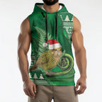 New Zealand Kakapo Christmas In July Sleeveless Hoodie Silver Fern Santa Xmas Green Color