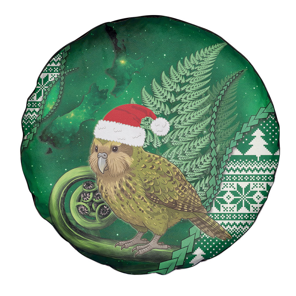 New Zealand Kakapo Christmas In July Spare Tire Cover Silver Fern Santa Xmas Green Color