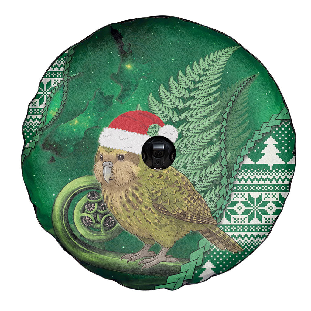 New Zealand Kakapo Christmas In July Spare Tire Cover Silver Fern Santa Xmas Green Color