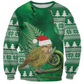 New Zealand Kakapo Christmas In July Sweatshirt Silver Fern Santa Xmas Green Color