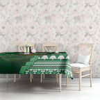 New Zealand Kakapo Christmas In July Tablecloth Silver Fern Santa Xmas Green Color