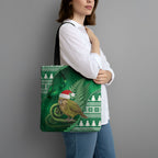 New Zealand Kakapo Christmas In July Tote Bag Silver Fern Santa Xmas Green Color