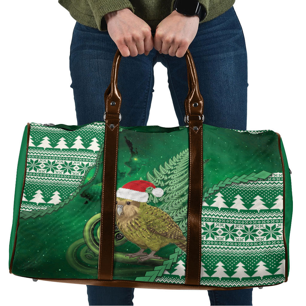 New Zealand Kakapo Christmas In July Travel Bag Silver Fern Santa Xmas Green Color