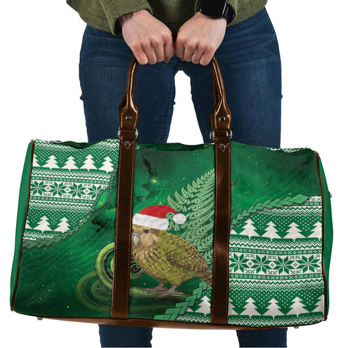 New Zealand Kakapo Christmas In July Travel Bag Silver Fern Santa Xmas Green Color