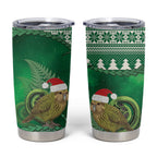 New Zealand Kakapo Christmas In July Tumbler Cup Silver Fern Santa Xmas Green Color