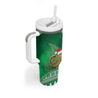 New Zealand Kakapo Christmas In July Tumbler With Handle Silver Fern Santa Xmas Green Color