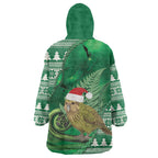 New Zealand Kakapo Christmas In July Wearable Blanket Hoodie Silver Fern Santa Xmas Green Color