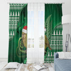 New Zealand Kakapo Christmas In July Window Curtain Silver Fern Santa Xmas Green Color