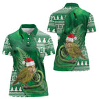 New Zealand Kakapo Christmas In July Women Polo Shirt Silver Fern Santa Xmas Green Color